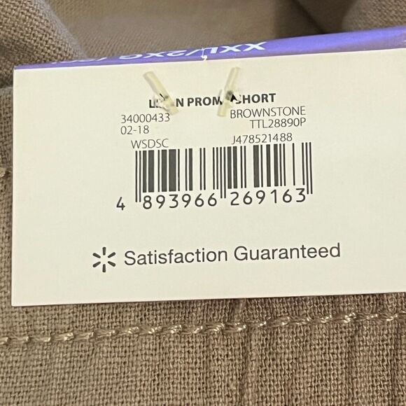 Time and Tru Shorts XXL Brown Linen Blend Elastic Drawstring Waist Side Pockets - Picture 10 of 10